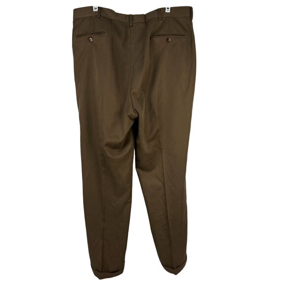 Stafford Mens Pleated Dress Pants Brown Size 38x32 Microfiber Classic Fit - Picture 2 of 4
